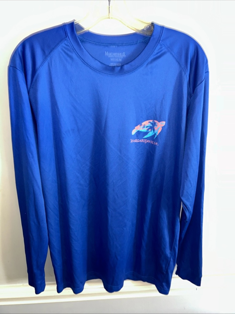 Margaritaville Royal Blue Long-Sleeve Shirt with Pink Logo